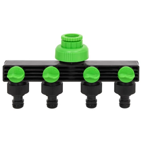 vidaXL Adaptador para grifo de 4 vías ABS & PP verde negro 19,5x6x11cm