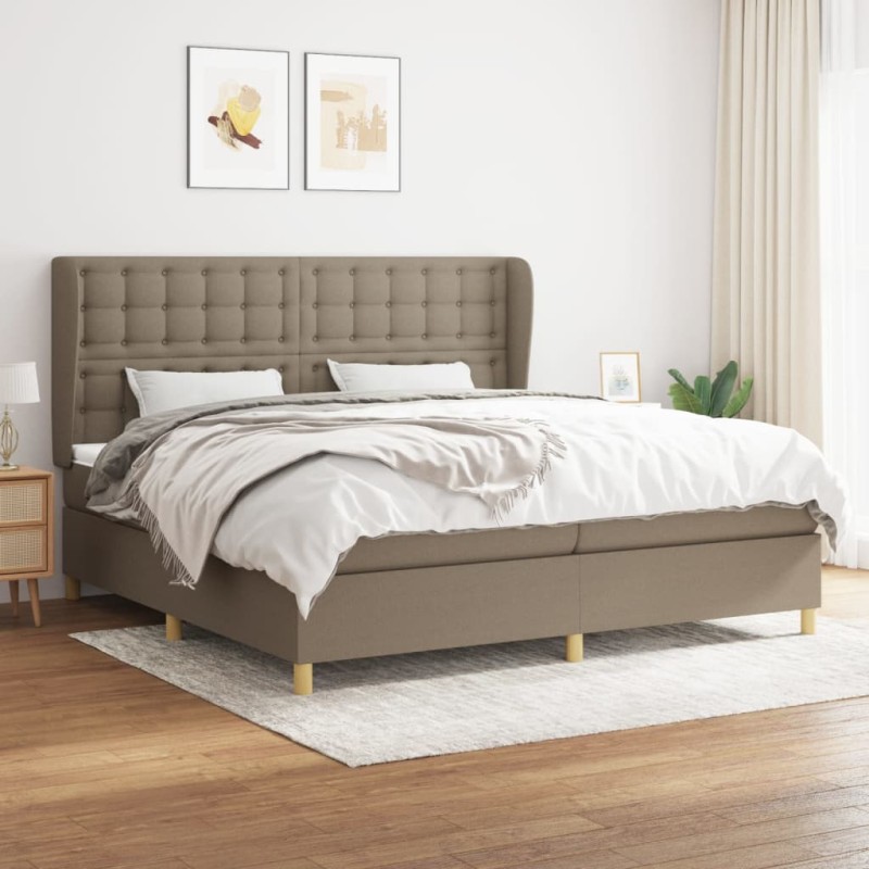vidaXL Cama box spring con colchón tela gris taupe 200x200 cm vidaXL Cama box spring con colchón tela gris taupe 200x200 cm
