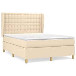 vidaXL Cama box spring con colchón tela color crema 140x200 cm