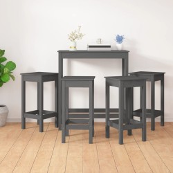 vidaXL Set de bar 5 piezas madera maciza de pino gris