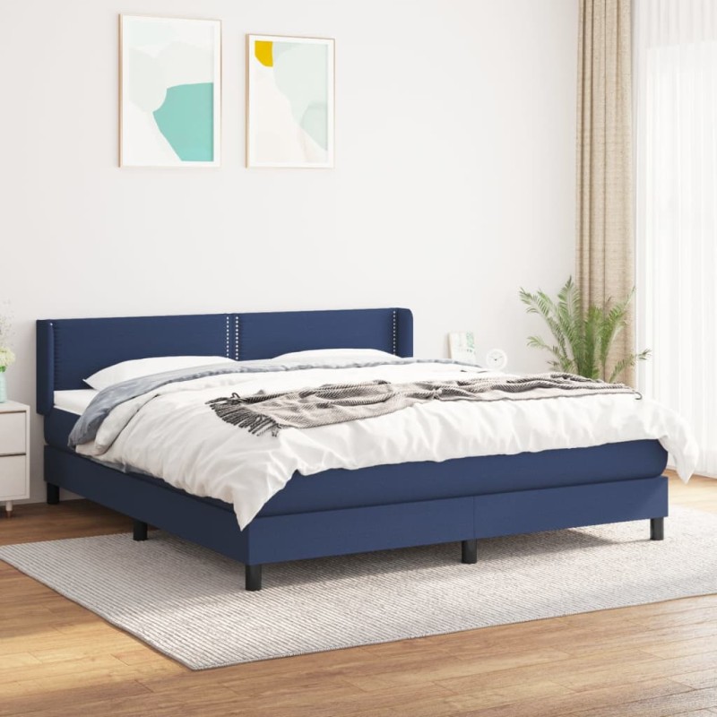vidaXL Cama box spring con colchón tela azul 180x200 cm vidaXL Cama box spring con colchón tela azul 180x200 cm