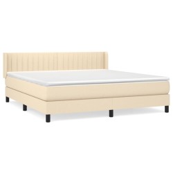 vidaXL Cama box spring con colchón tela color crema 180x200 cm