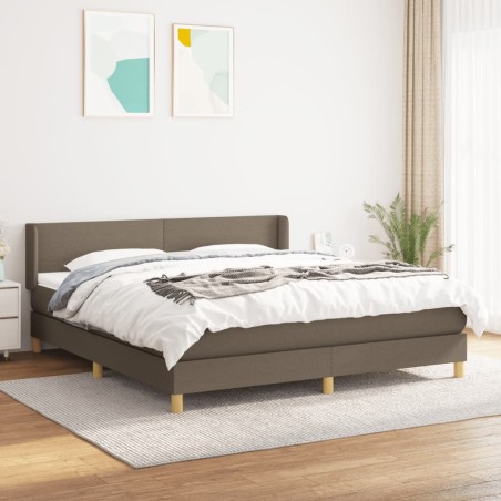 vidaXL Cama box spring con colchón tela gris taupe 160x200 cm