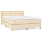 vidaXL Cama box spring con colchón tela color crema 140x190 cm vidaXL Cama box spring con colchón tela color crema 140x190 cm