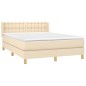 vidaXL Cama box spring con colchón tela color crema 140x190 cm vidaXL Cama box spring con colchón tela color crema 140x190 cm