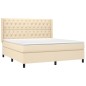 vidaXL Cama box spring con colchón tela color crema 160x200 cm vidaXL Cama box spring con colchón tela color crema 160x200 cm