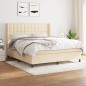 vidaXL Cama box spring con colchón tela color crema 180x200 cm vidaXL Cama box spring con colchón tela color crema 180x200 cm