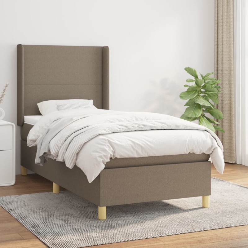 vidaXL Cama box spring con colchón tela gris taupe 100x200 cm vidaXL Cama box spring con colchón tela gris taupe 100x200 cm