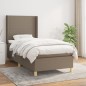 vidaXL Cama box spring con colchón tela gris taupe 100x200 cm vidaXL Cama box spring con colchón tela gris taupe 100x200 cm