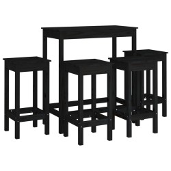 vidaXL Set de bar 5 piezas madera maciza de pino negro