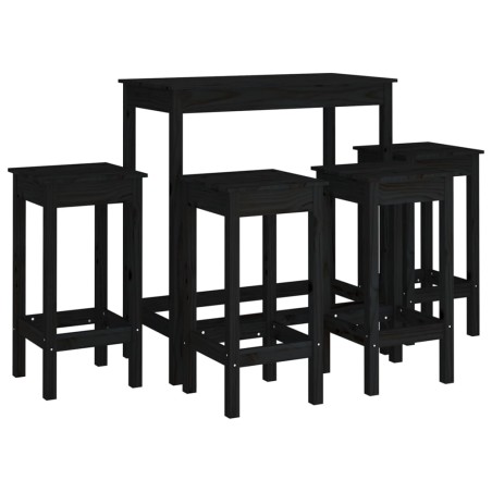 vidaXL Set de bar 5 piezas madera maciza de pino negro