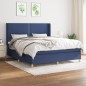 vidaXL Cama box spring con colchón tela azul 180x200 cm