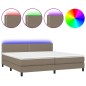 vidaXL Cama box spring colchón y luces LED tela gris taupe 200x200 cm vidaXL Cama box spring colchón y luces LED tela gris taupe 200x200 cm
