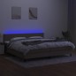 vidaXL Cama box spring colchón y luces LED tela gris taupe 200x200 cm vidaXL Cama box spring colchón y luces LED tela gris taupe 200x200 cm