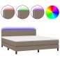 vidaXL Cama box spring colchón y luces LED tela gris taupe 160x200 cm