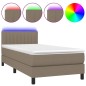 vidaXL Cama box spring colchón y luces LED tela gris taupe 90x190 cm