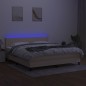 vidaXL Cama box spring colchón y luces LED tela crema 180x200 cm vidaXL Cama box spring colchón y luces LED tela crema 180x200 cm