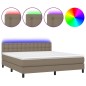 vidaXL Cama box spring colchón y luces LED tela gris taupe 160x200 cm vidaXL Cama box spring colchón y luces LED tela gris taupe 160x200 cm