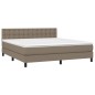 vidaXL Cama box spring colchón y luces LED tela gris taupe 160x200 cm vidaXL Cama box spring colchón y luces LED tela gris taupe 160x200 cm