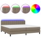 vidaXL Cama box spring colchón y luces LED tela gris taupe 200x200 cm vidaXL Cama box spring colchón y luces LED tela gris taupe 200x200 cm