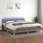vidaXL Cama box spring con colchón LED tela gris taupe 200x200 cm vidaXL Cama box spring con colchón LED tela gris taupe 200x200 cm