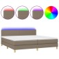 vidaXL Cama box spring con colchón LED tela gris taupe 200x200 cm vidaXL Cama box spring con colchón LED tela gris taupe 200x200 cm