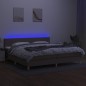 vidaXL Cama box spring con colchón LED tela gris taupe 200x200 cm vidaXL Cama box spring con colchón LED tela gris taupe 200x200 cm