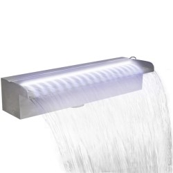 vidaXL Fuente cascada rectangular LED piscina acero inoxidable 45 cm 