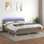 vidaXL Cama box spring con colchón LED tela gris taupe 160x200 cm