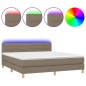vidaXL Cama box spring con colchón LED tela gris taupe 160x200 cm