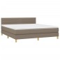 vidaXL Cama box spring con colchón LED tela gris taupe 160x200 cm