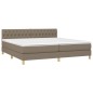 vidaXL Cama box spring con colchón LED tela gris taupe 200x200 cm