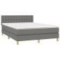 vidaXL Cama box spring colchón y luces LED tela gris oscuro 140x200 cm vidaXL Cama box spring colchón y luces LED tela gris oscuro 140x200 cm