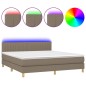 vidaXL Cama box spring con colchón LED tela gris taupe 160x200 cm vidaXL Cama box spring con colchón LED tela gris taupe 160x200 cm