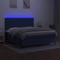 vidaXL Cama box spring colchón y luces LED tela azul 180x200 cm vidaXL Cama box spring colchón y luces LED tela azul 180x200 cm