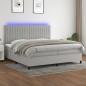 vidaXL Cama box spring con colchón tela y LED gris claro 200x200 cm vidaXL Cama box spring con colchón tela y LED gris claro 200x200 cm