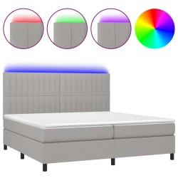 vidaXL Cama box spring con colchón tela y LED gris claro 200x200 cm