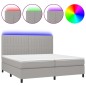 vidaXL Cama box spring con colchón tela y LED gris claro 200x200 cm vidaXL Cama box spring con colchón tela y LED gris claro 200x200 cm