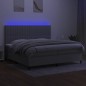 vidaXL Cama box spring con colchón tela y LED gris claro 200x200 cm vidaXL Cama box spring con colchón tela y LED gris claro 200x200 cm
