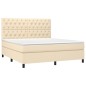 vidaXL Cama box spring colchón y luces LED tela crema 160x200 cm vidaXL Cama box spring colchón y luces LED tela crema 160x200 cm