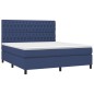 vidaXL Cama box spring colchón y luces LED tela azul 180x200 cm
