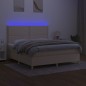vidaXL Cama box spring colchón y luces LED tela crema 180x200 cm vidaXL Cama box spring colchón y luces LED tela crema 180x200 cm