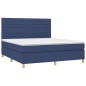 vidaXL Cama box spring colchón y luces LED tela azul 180x200 cm vidaXL Cama box spring colchón y luces LED tela azul 180x200 cm