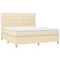 vidaXL Cama box spring colchón y luces LED tela crema 180x200 cm vidaXL Cama box spring colchón y luces LED tela crema 180x200 cm