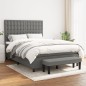 vidaXL Cama box spring con colchón tela gris oscuro 140x190 cm vidaXL Cama box spring con colchón tela gris oscuro 140x190 cm