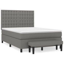 vidaXL Cama box spring con colchón tela gris oscuro 140x190 cm