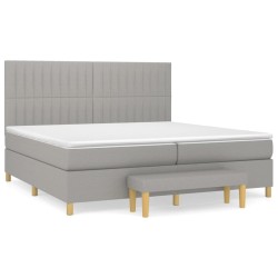 vidaXL Cama box spring con colchón tela gris claro 200x200 cm