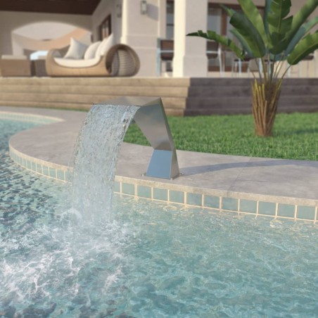 vidaXL Fuente de piscina de acero inoxidable plateada 64x30x52 cm  