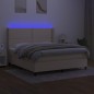 vidaXL Cama box spring colchón y luces LED tela crema 180x200 cm vidaXL Cama box spring colchón y luces LED tela crema 180x200 cm