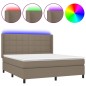 vidaXL Cama box spring colchón y luces LED tela gris taupe 180x200 cm vidaXL Cama box spring colchón y luces LED tela gris taupe 180x200 cm